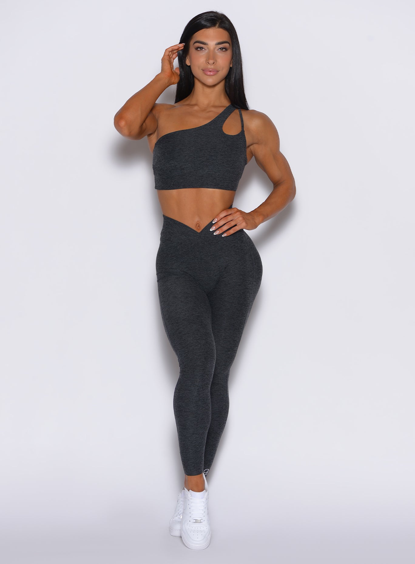 Bombshell Sportswear Fit Camo Leggings and Fit Camo store Sports Bra in Charcoal/Black