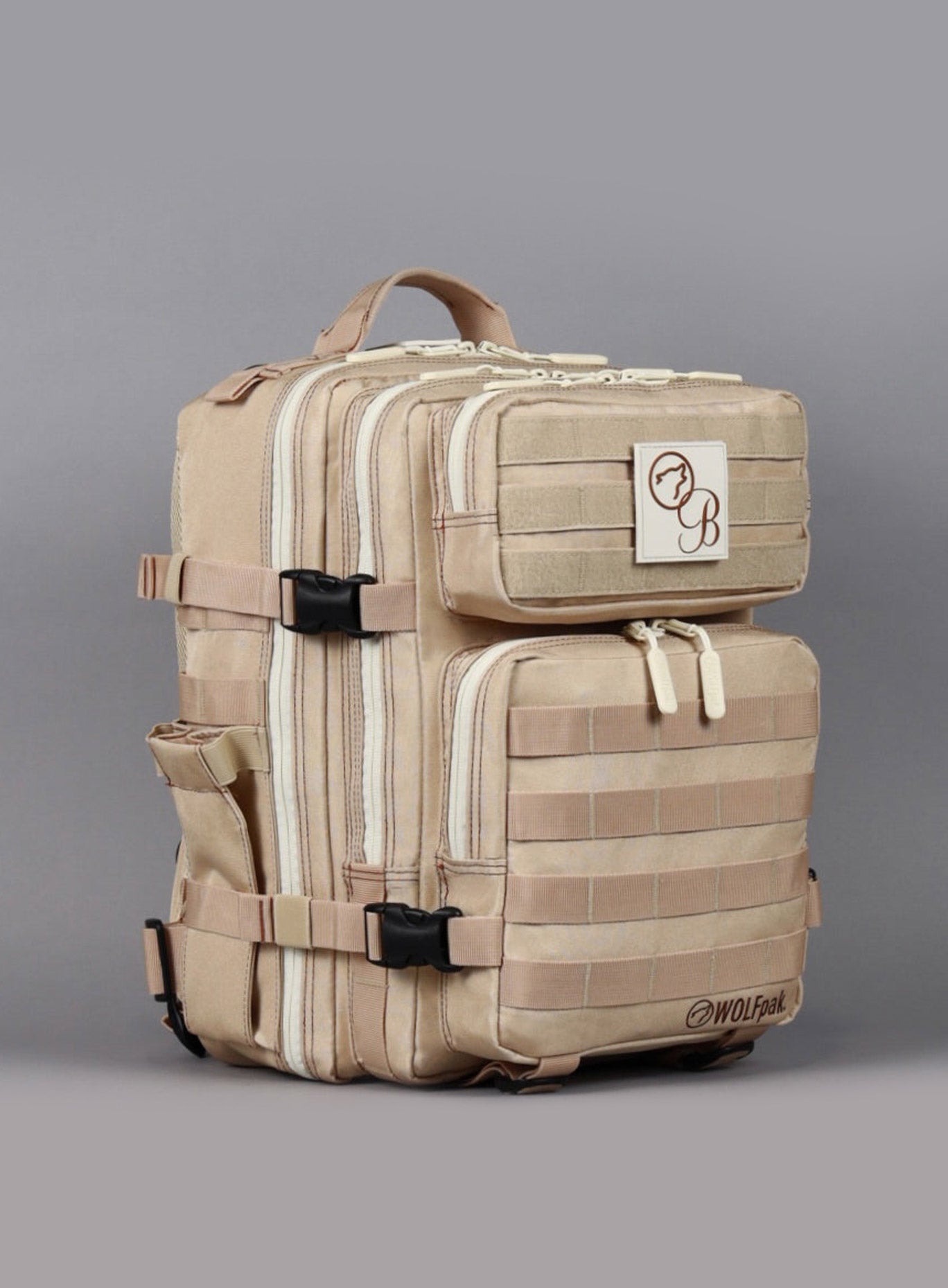 An image showing the left side view of the  25L Backpack Bombshell Sportswear in Latte color