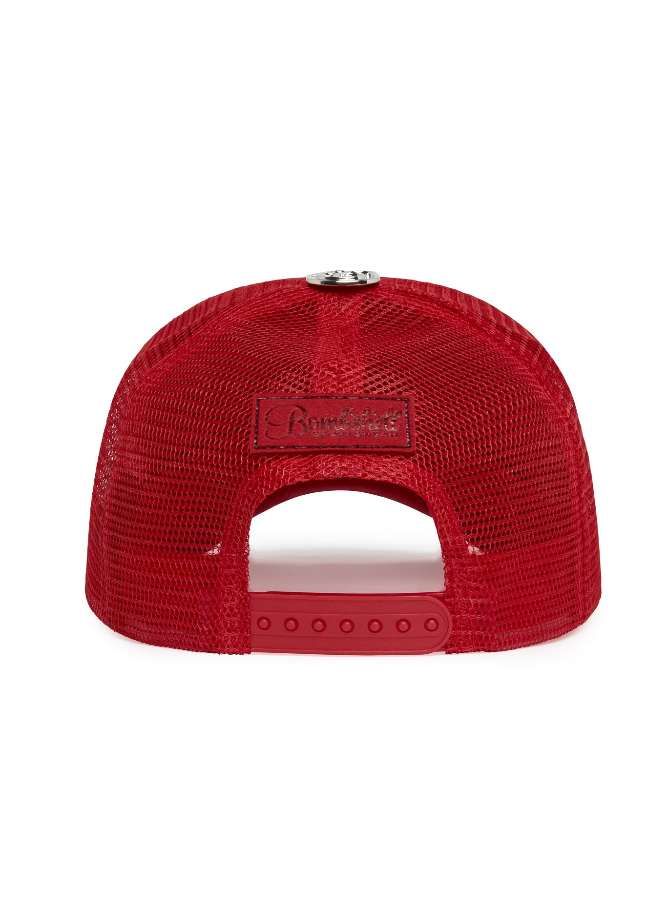 back view of our red denim crocodile hat