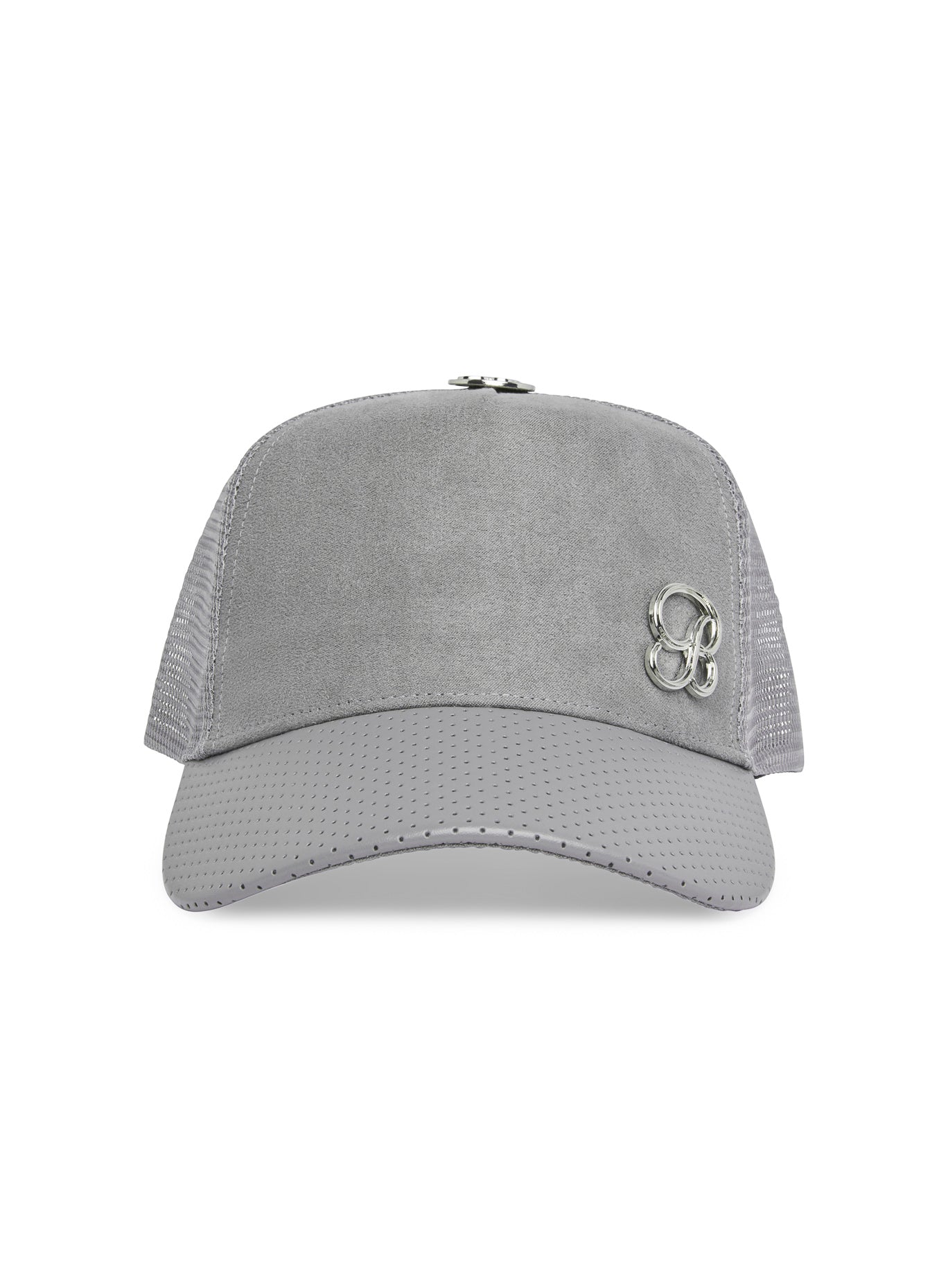 front view of our gray Perforated Suede Hat