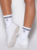 back view of Bombshell Sportswear crew socks 