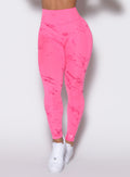 zoomed in front view of our fit marble leggings in Cotton Candy Skies color