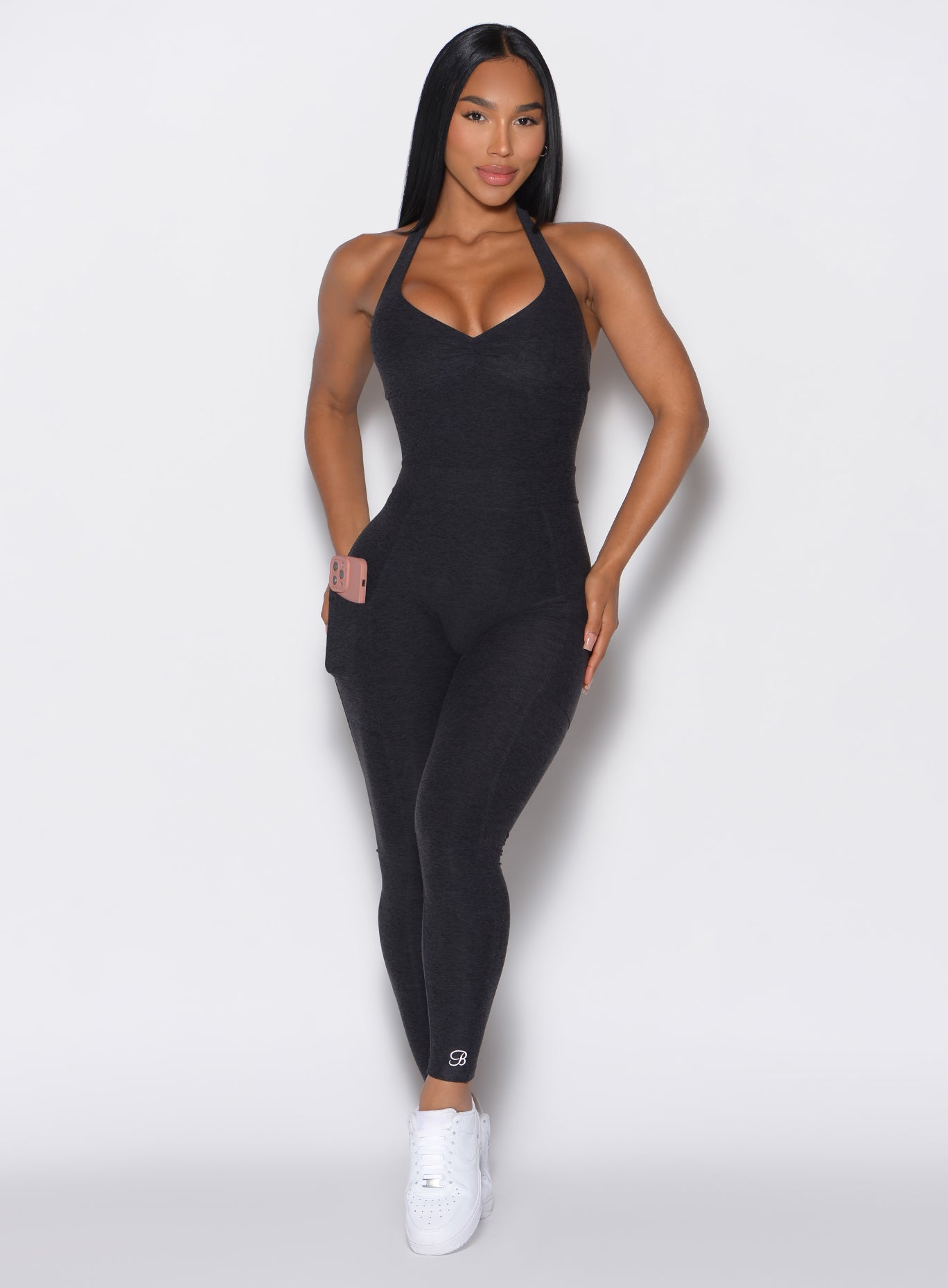 Backless Pocket Bodysuit | Onyx | Bombshell Sportswear