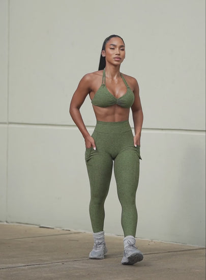 A short video showcase of our model in outdoors wearing the Curves 2.0 Leggings  in Juniper color paired with the matching top