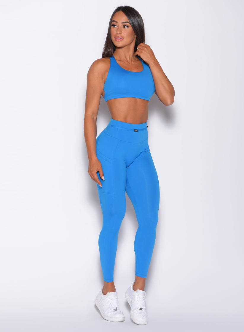 Barbell Leggings | Crystal Pop Blue | Bombshell Sportswear